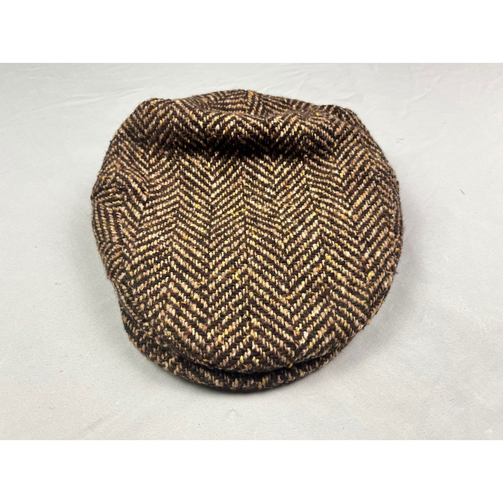 Mizen Head Brown Herringbone 100% Irish Tweed Wool Flat Cap Hat Large Ireland